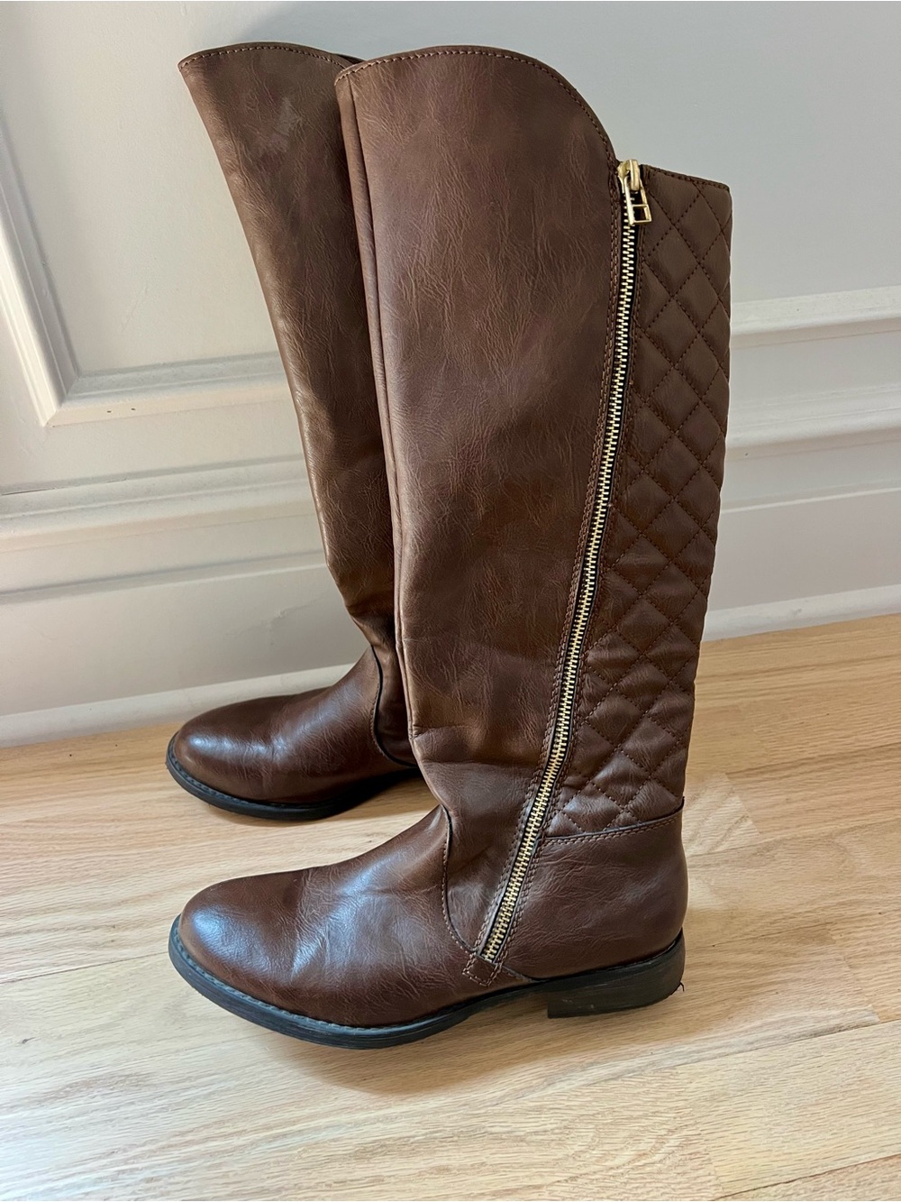 Women's Tall Quilted Side-Zip Riding Boots - Brown - 7 1/2